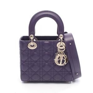 Christian Dior LADY MY ABC Christian Dior Cannage Handbag Leather Purple